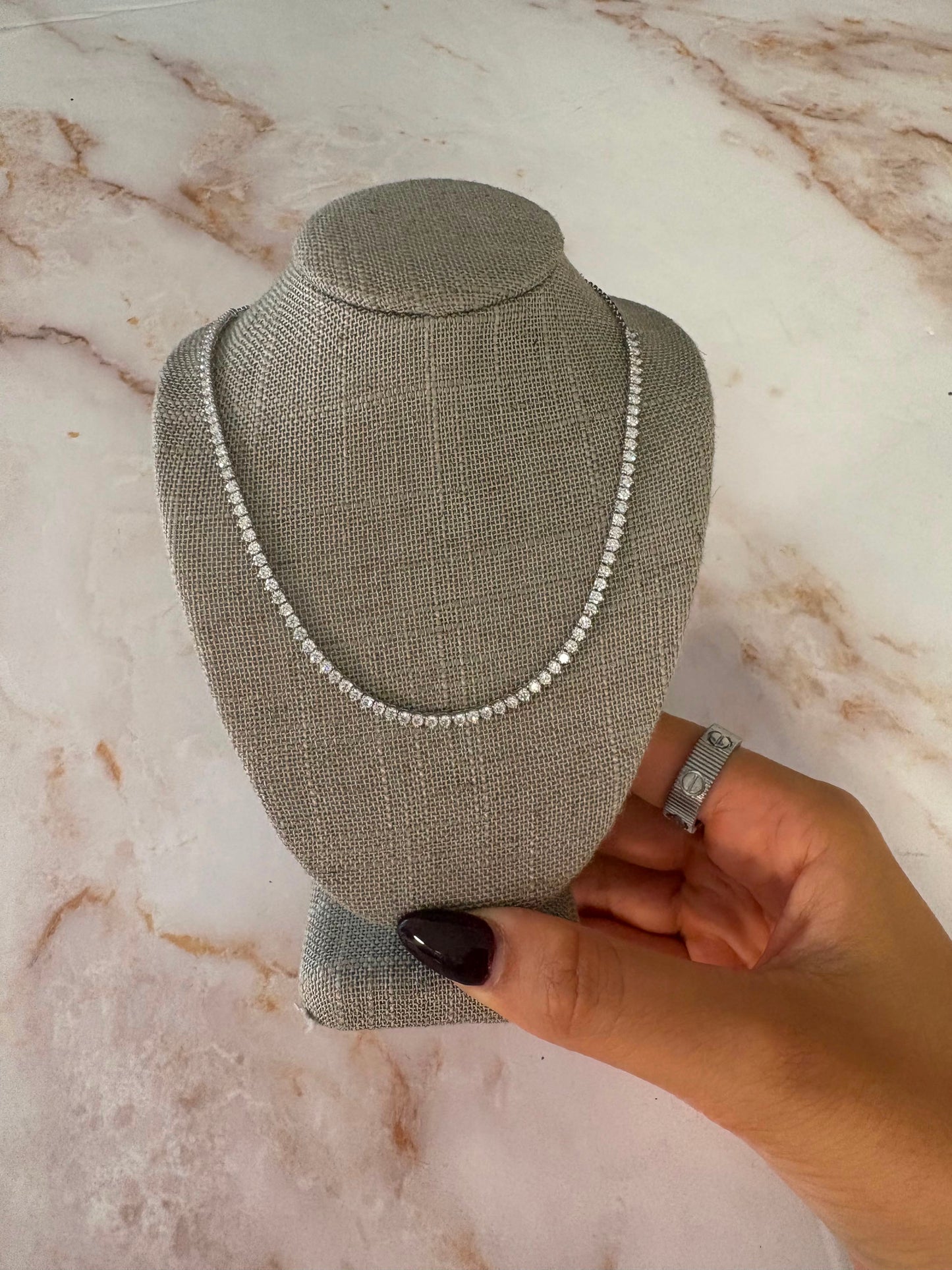 3 cttw 3 prong halfway tennis necklace