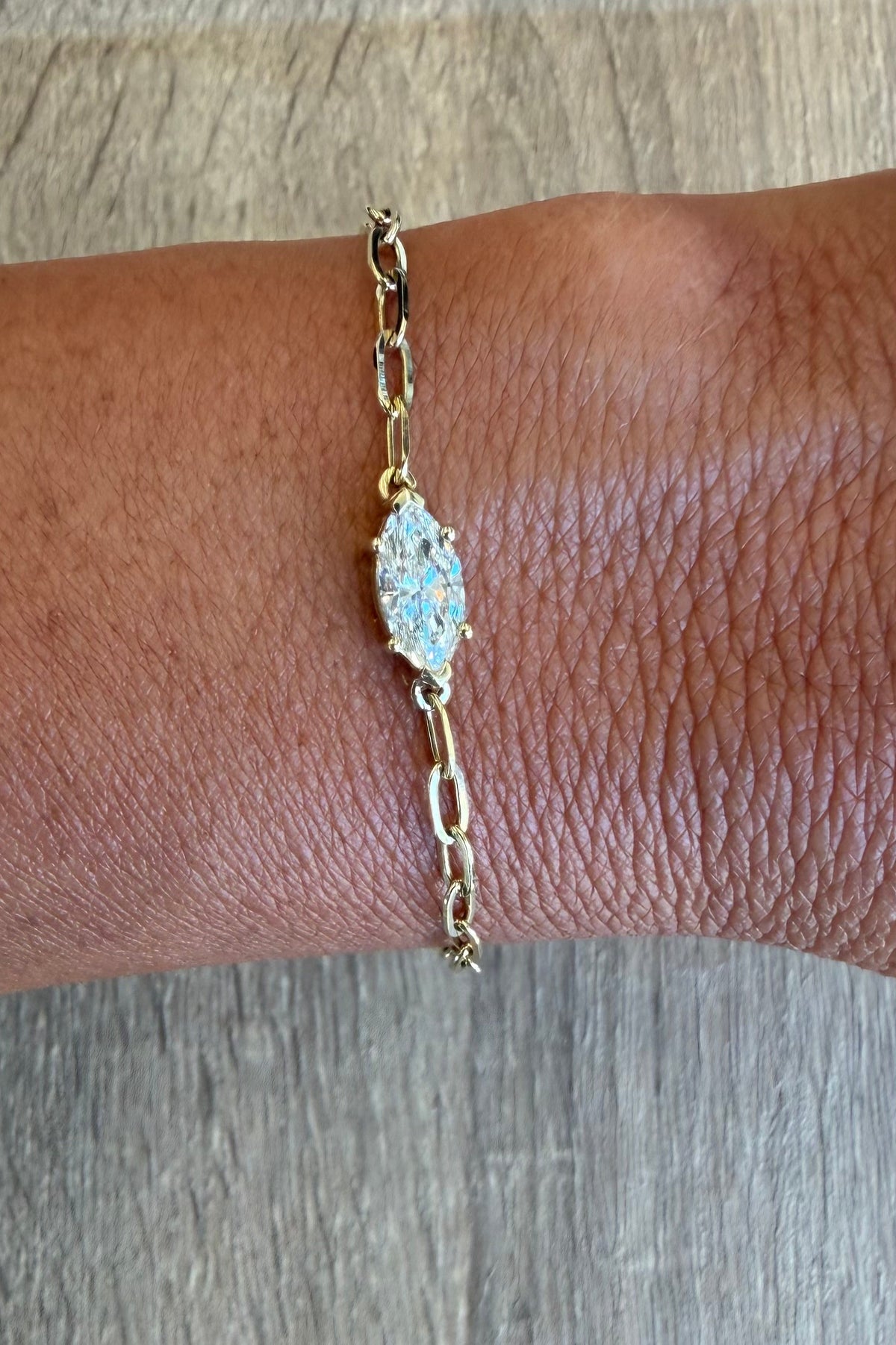 1 ct Marquis on paperclip chain