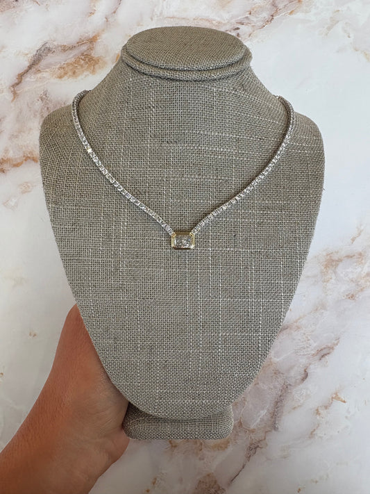 3.5 cttw halfway tennis with 1 ct double radiant bezel center