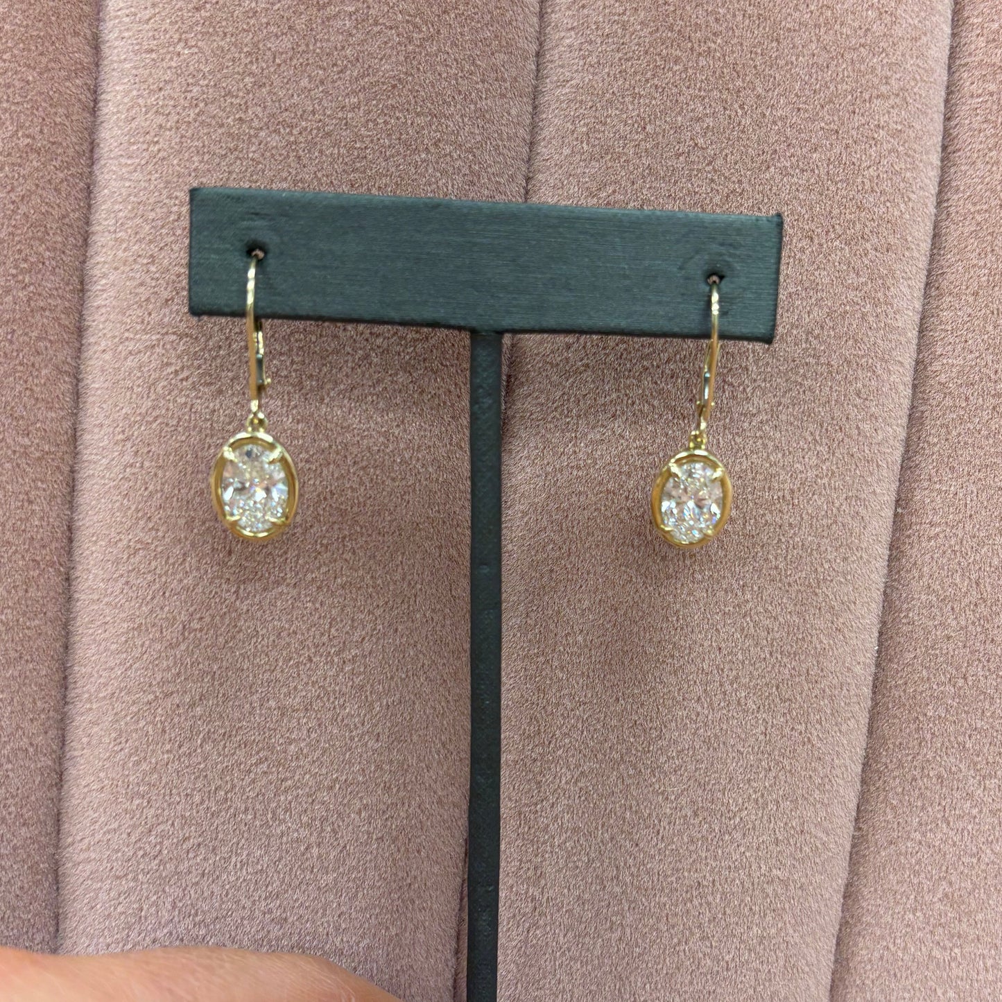 4 cttw Oval Bezel Drop Earrings