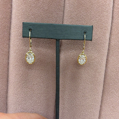 4 cttw Oval Bezel Drop Earrings