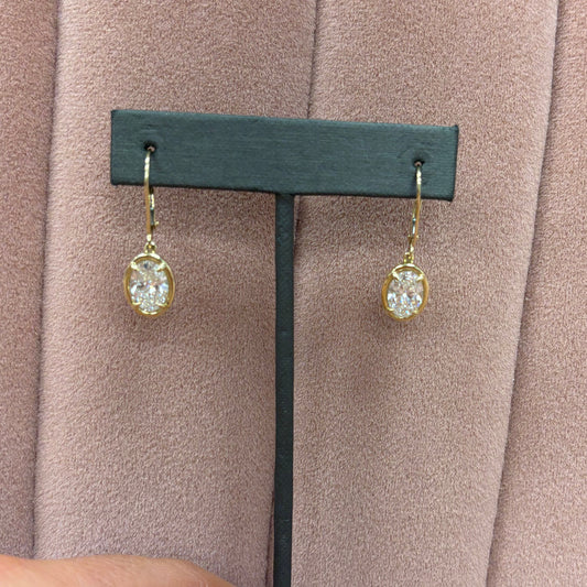 4 cttw Oval Bezel Drop Earrings