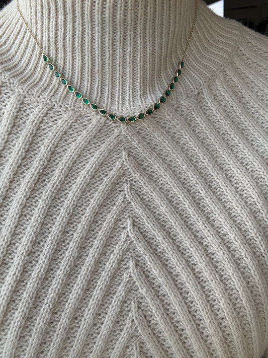 3.37 cttw Bezel Pear East West Emerald Green Halfway Tennis