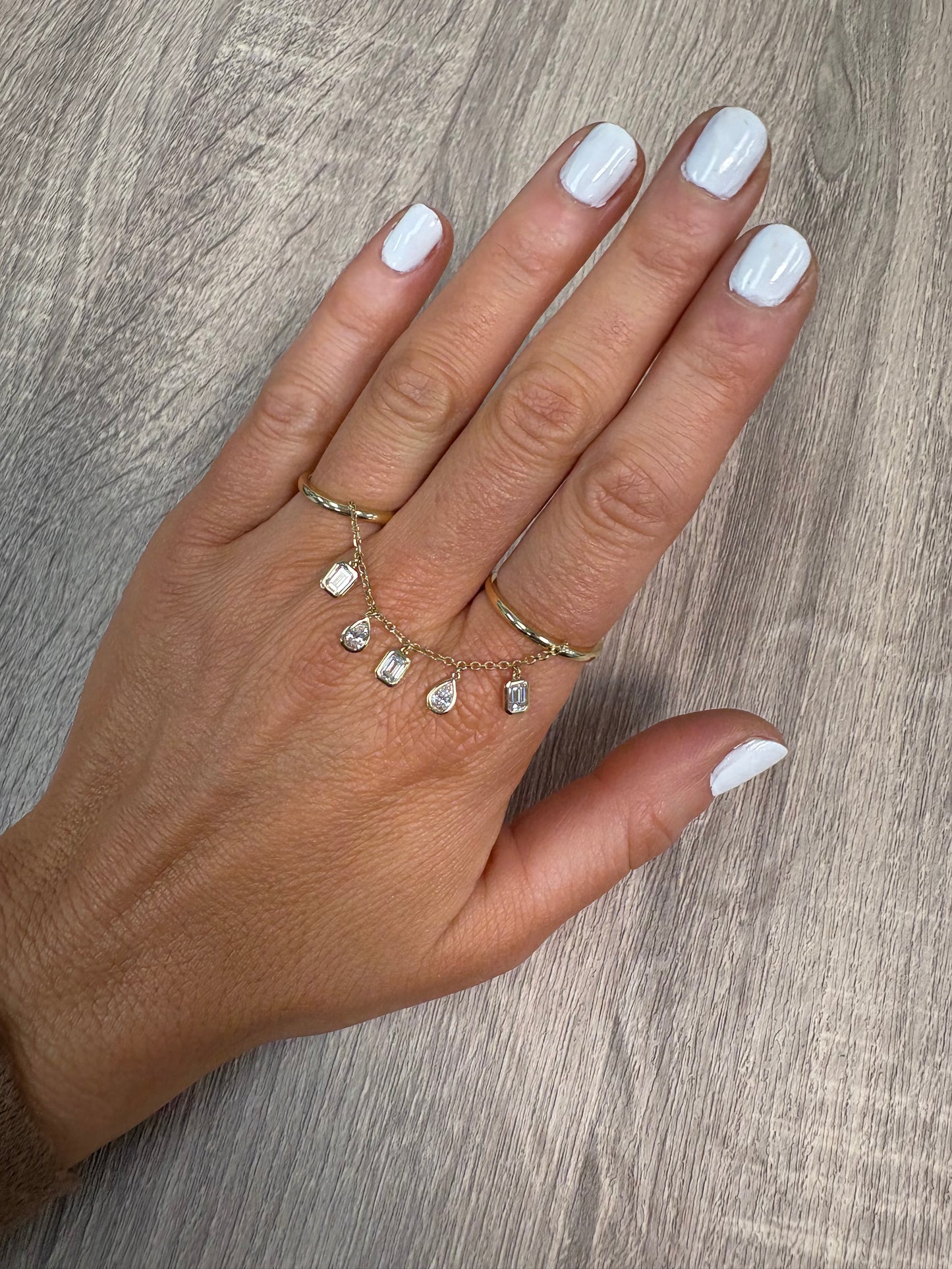 Multi Shape Chain 2 Finger Ring