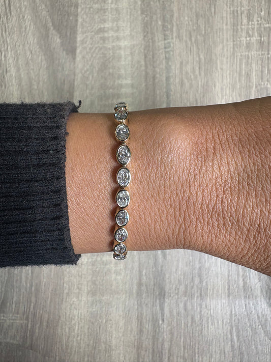 7.68 cttw Oval Bezel Tennis