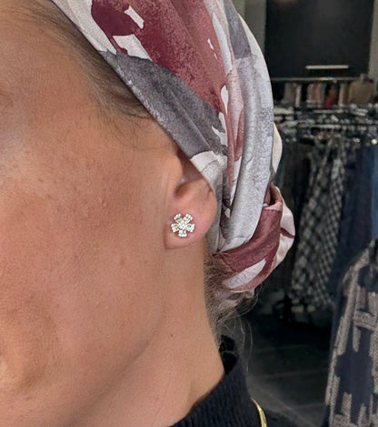 .43 cttw Yellow Gold Flower Earrings