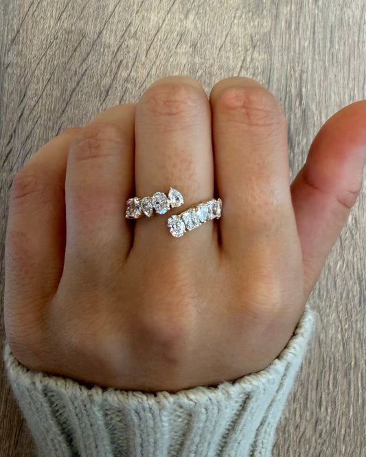 2 cttw yellow gold multi shape wrap ring