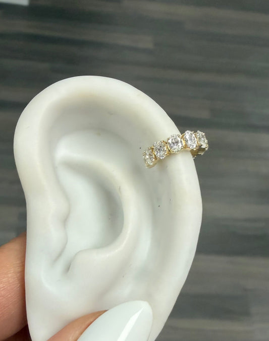 .88 cttw yellow gold oval ear cuff