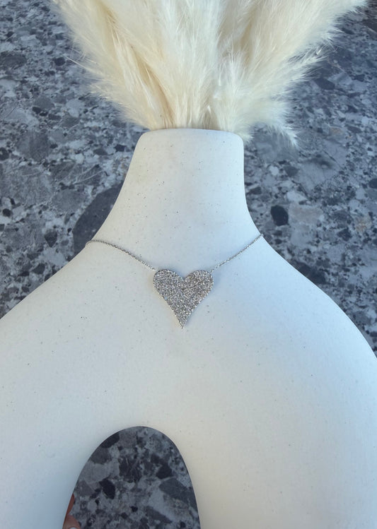 1 cttw natural diamond pave heart necklace