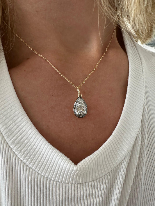 2 ct Pear Solitaire Set In Black