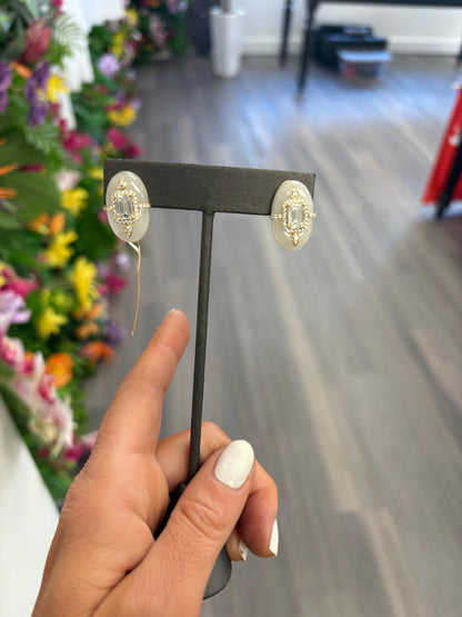 2 cttw Emerald Mother Of Pearl Studs