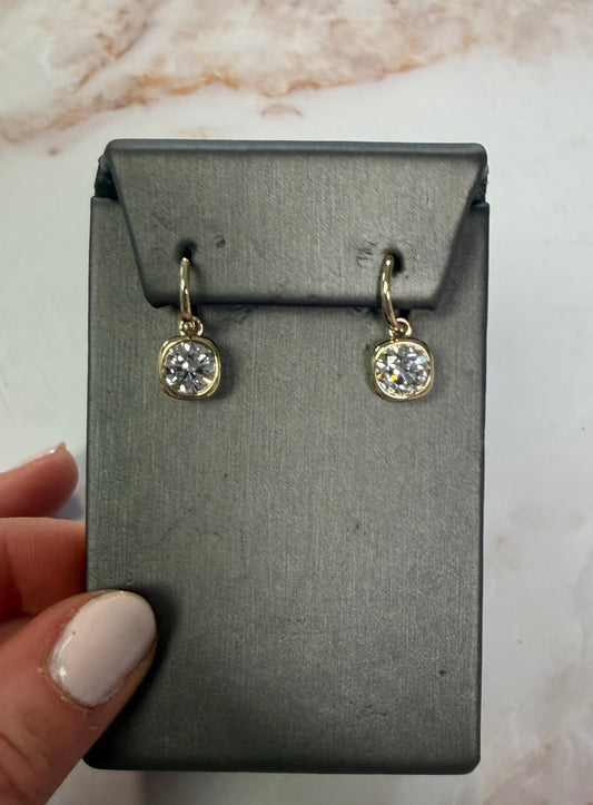 4 cttw hanging cushion bezel earrings