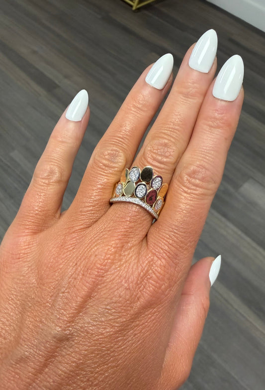 .39 cttw gold and diamond crown ring