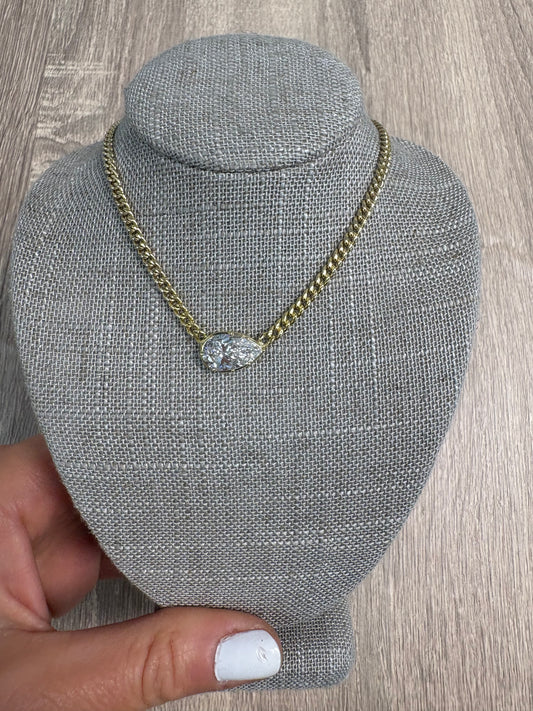 2.5 ct East West Pear on Cuban Chain