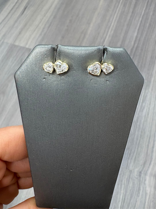 4 cttw Double Bezel Heart Studs