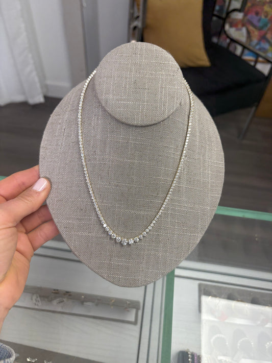 10 cttw 3 Prong yellow gold Graduated Tennis