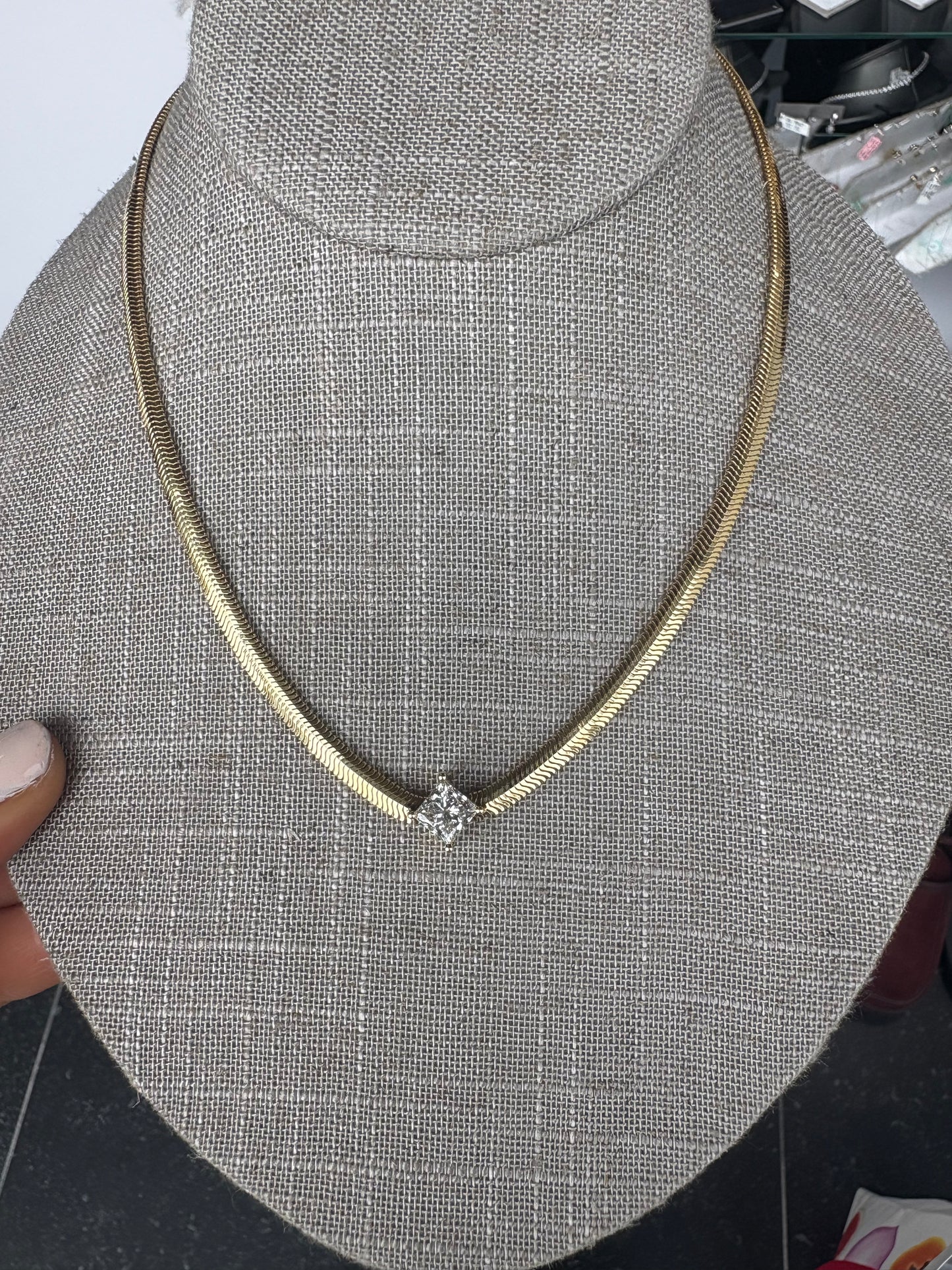 1.81 cttw Princess Cut On Herringbone Chain