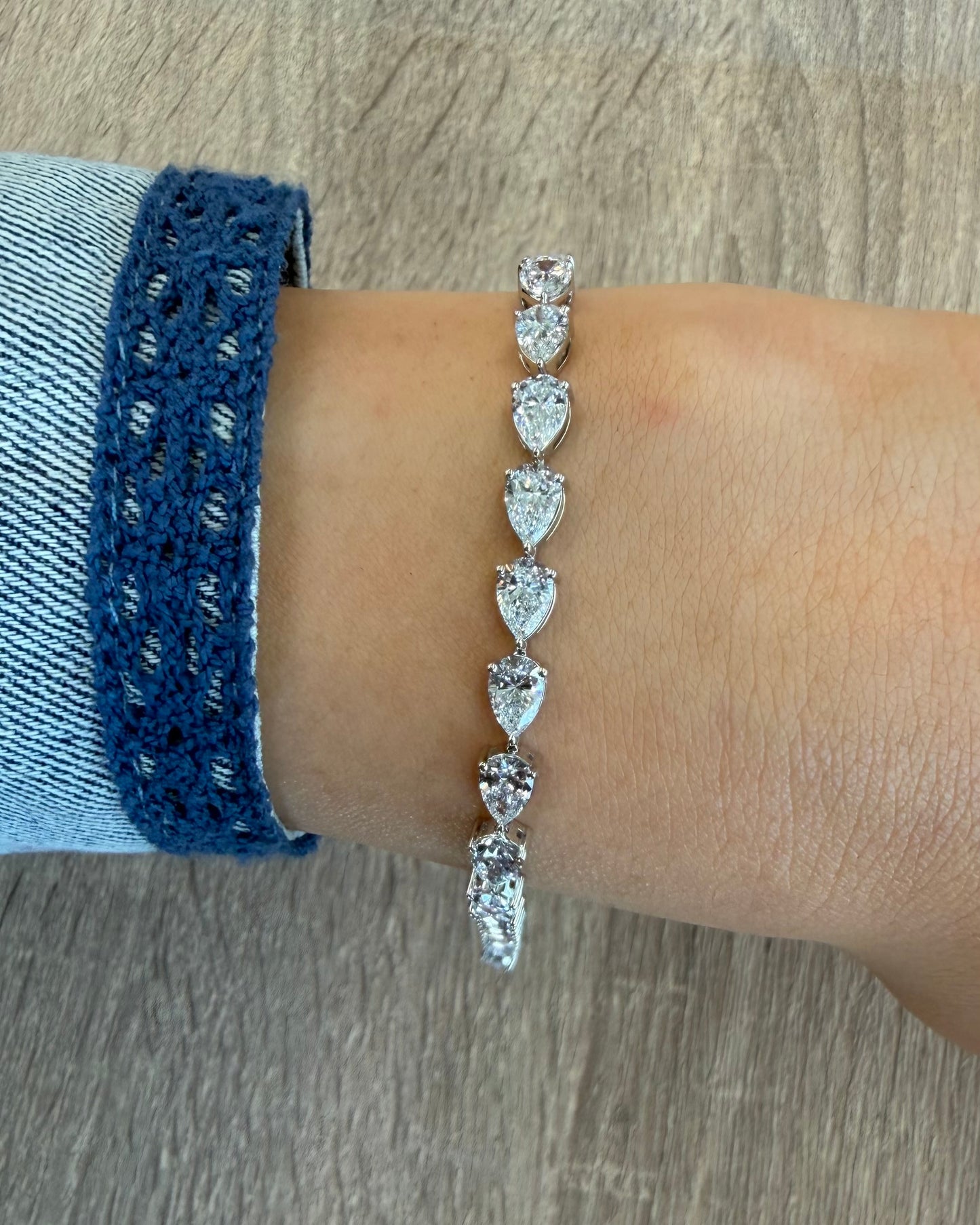 9.27 cttw east west pear tennis bracelet