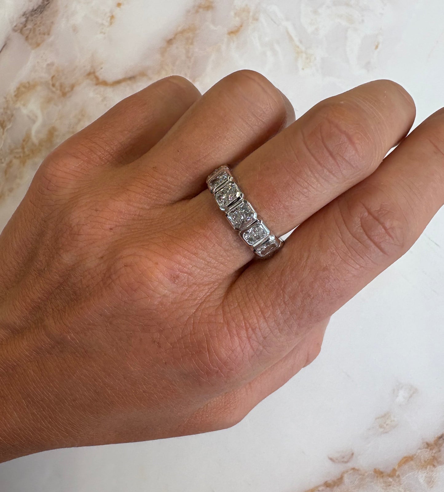 4.44 cttw bezel radiant eternity band