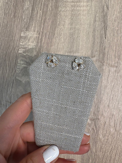 3.5 cttw Yellow Gold 3 Stone Pear Studs