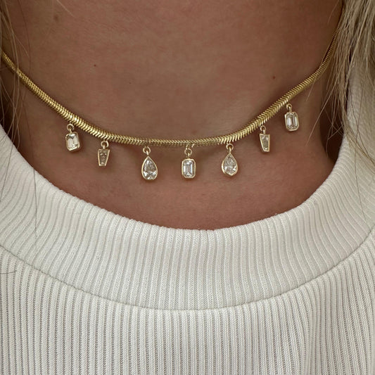 2 cttw bezel diamonds on herringbone chain