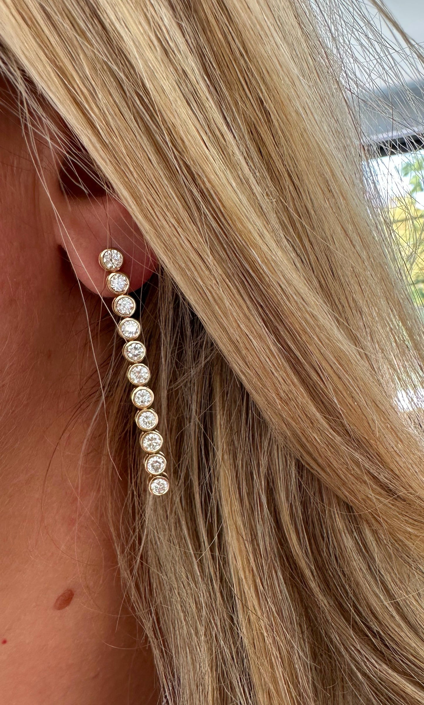 3 cttw round bezel drop earrings