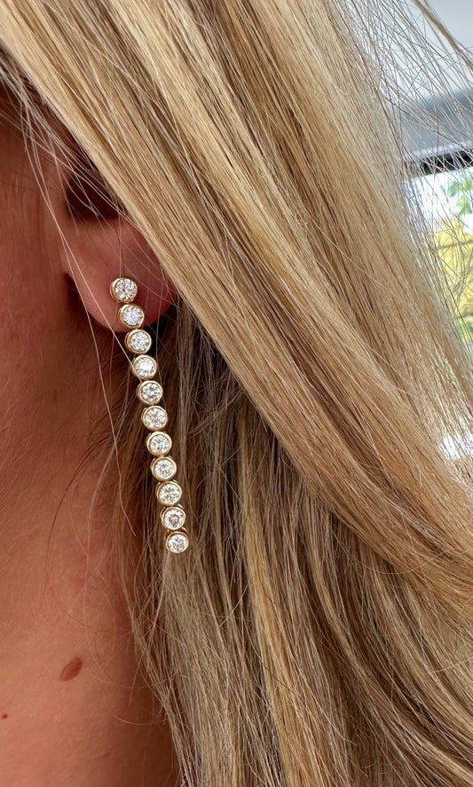 3 cttw round bezel drop earrings
