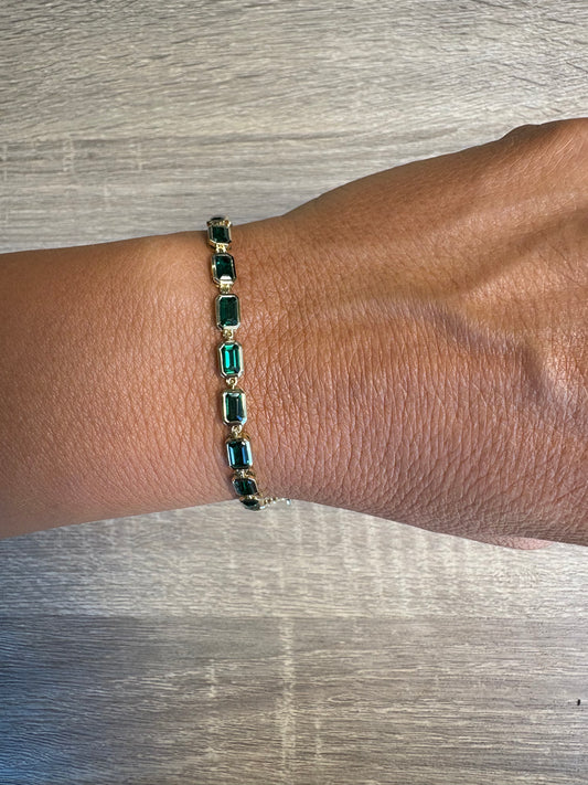 5.14 cttw Emerald Green Emerald East West Bezel Tennis Bracelet