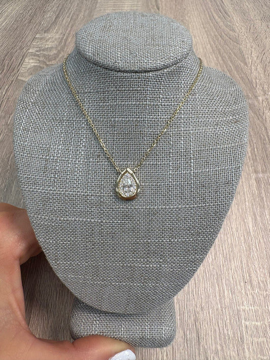 .5 ct Pear With Halo Double Bezel Necklace