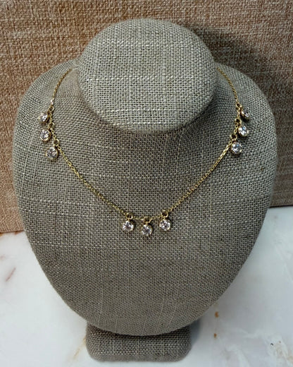 2 cttw necklace with hanging bezel rounds