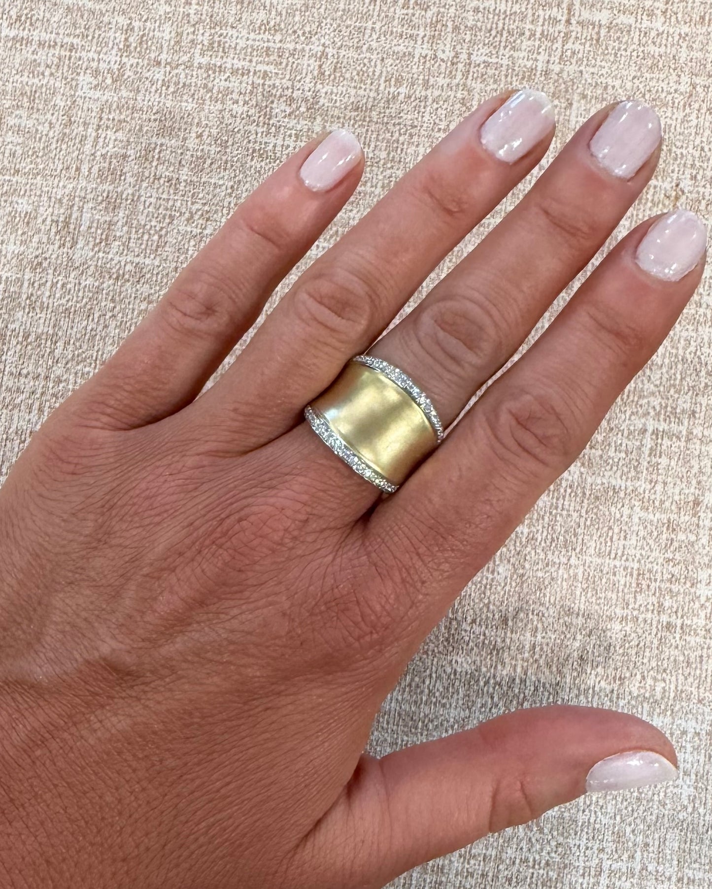.31 cttw gold ring with natural pave diamonds on top & bottom