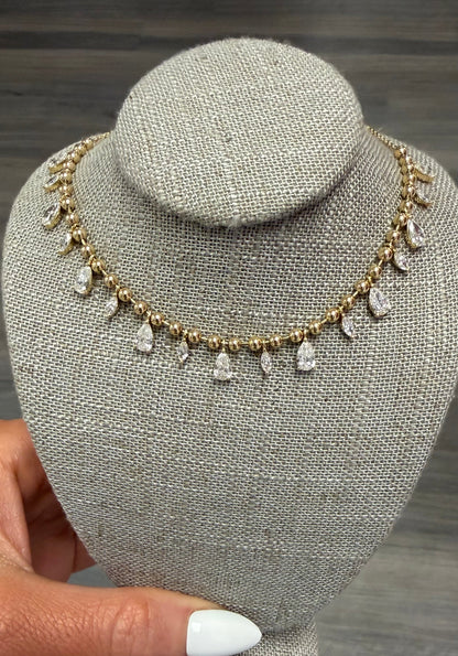 3.74 cttw hanging Marquis & pears on ball chain