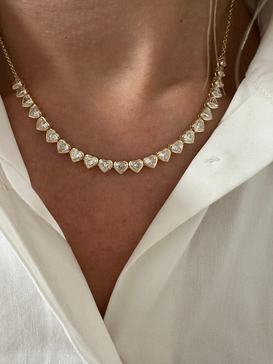 5.22 cttw Bezel Heart Halfway Necklace