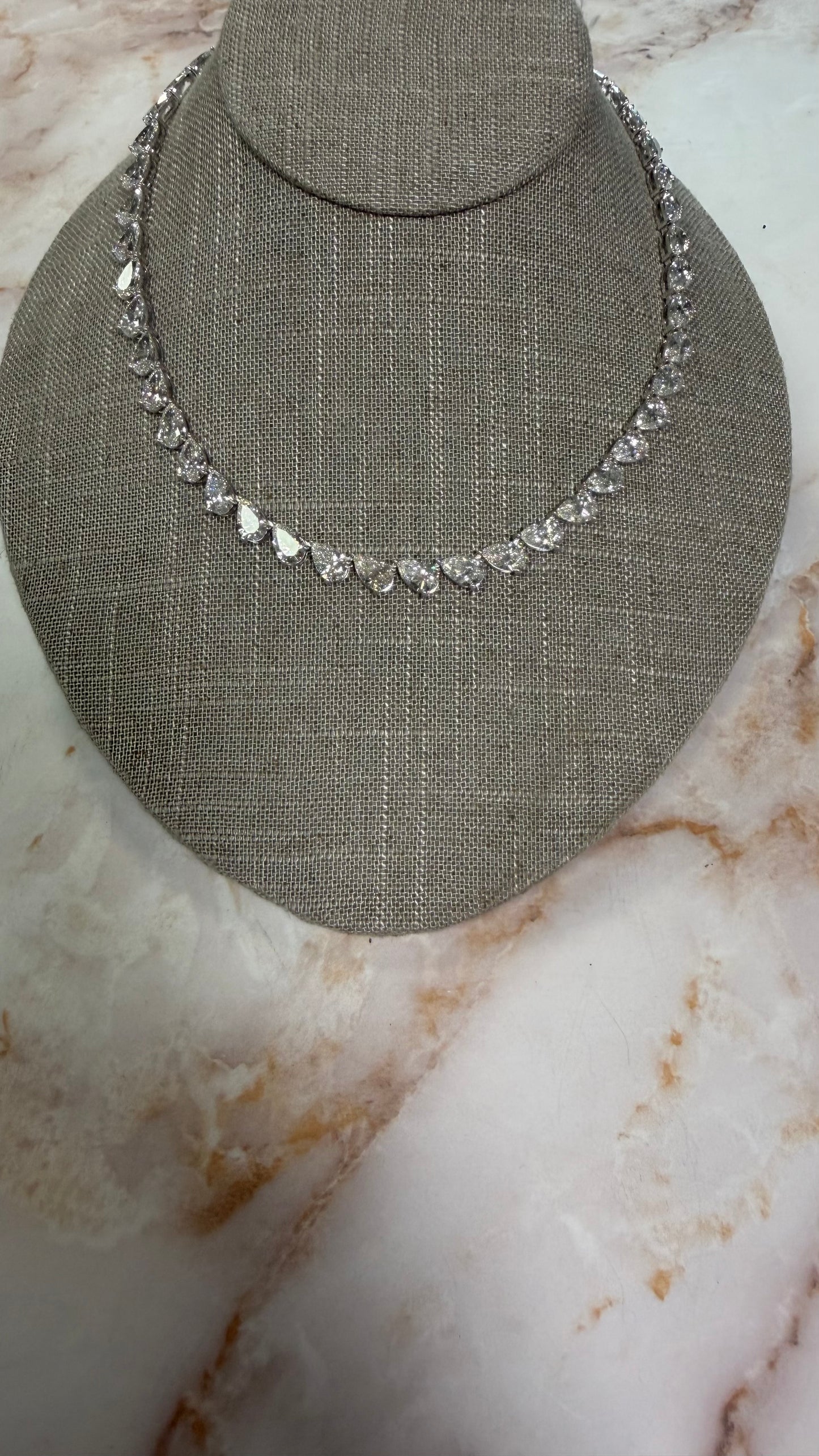 50 cttw slanted pear tennis necklace
