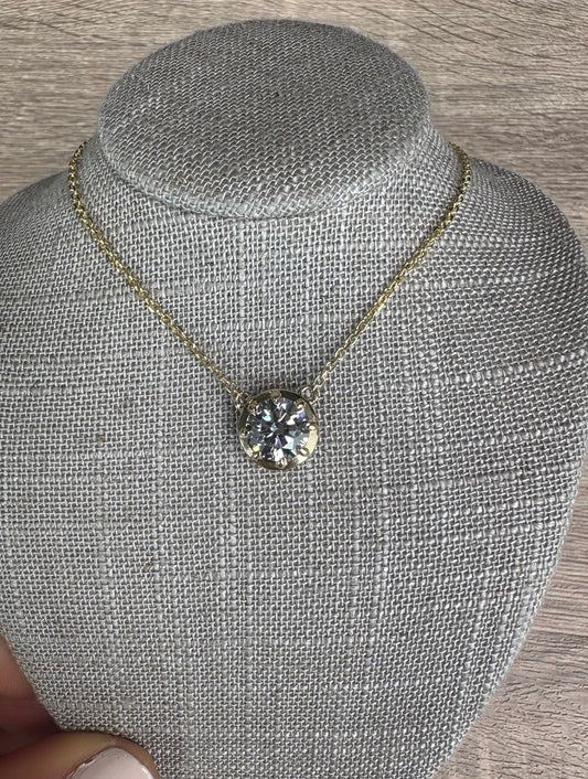 2.5 ct Round Double Bezel Necklace
