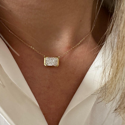 2 ct East West Radiant Solitaire Necklace