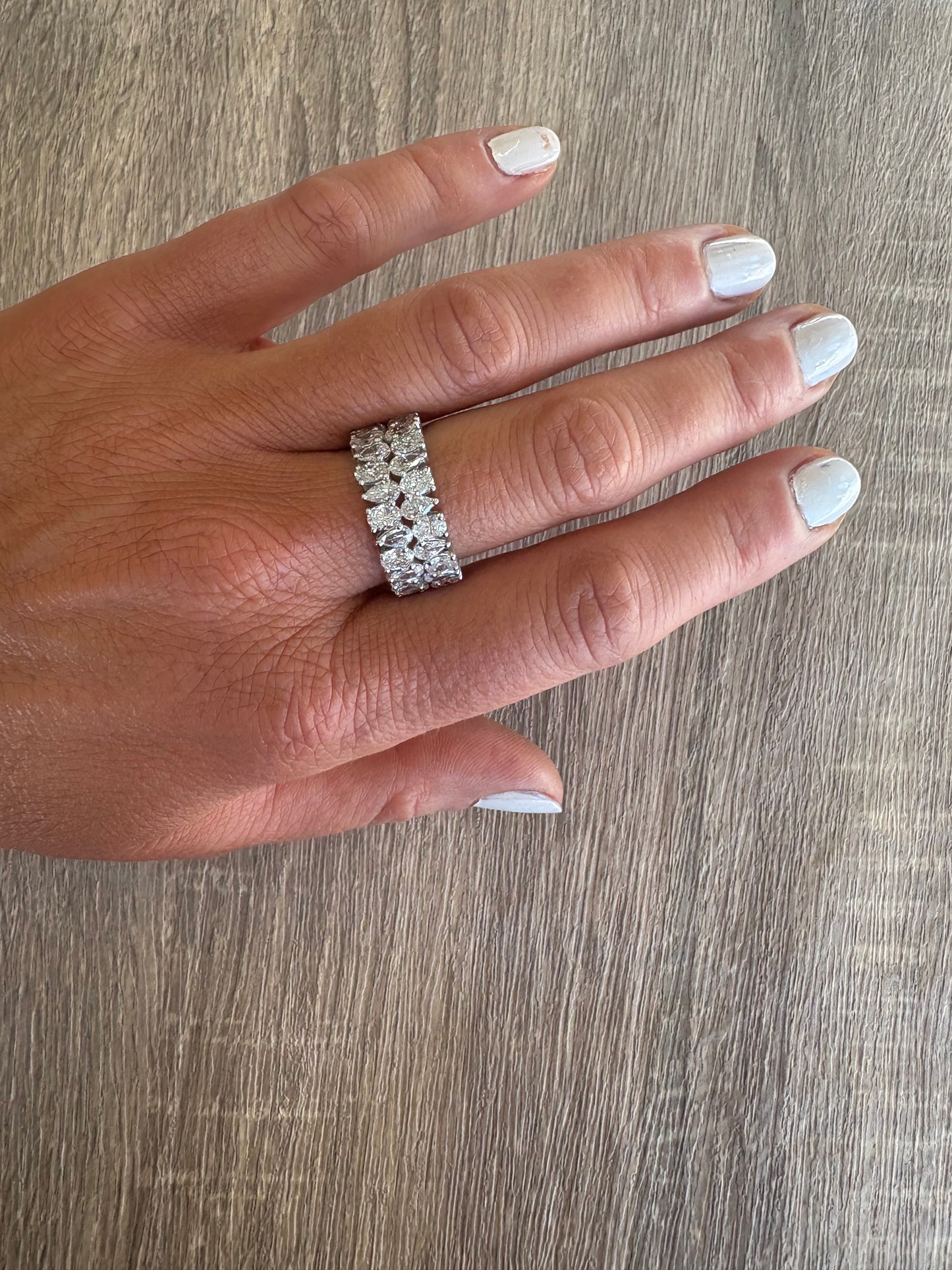3.67 cttw multi shaped double row halfway ring