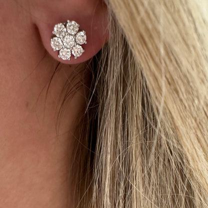 1.42 cttw cluster flower studs