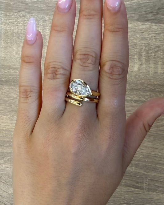 3 ct bezel pear snake ring
