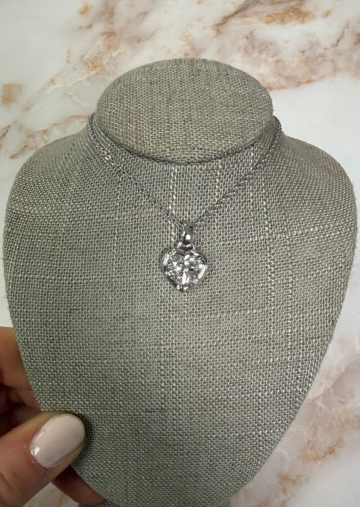 2.4 ct white gold bezel heart solitaire necklace