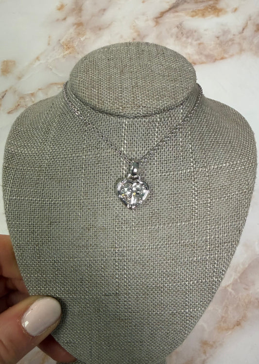 2.4 ct white gold bezel heart solitaire necklace