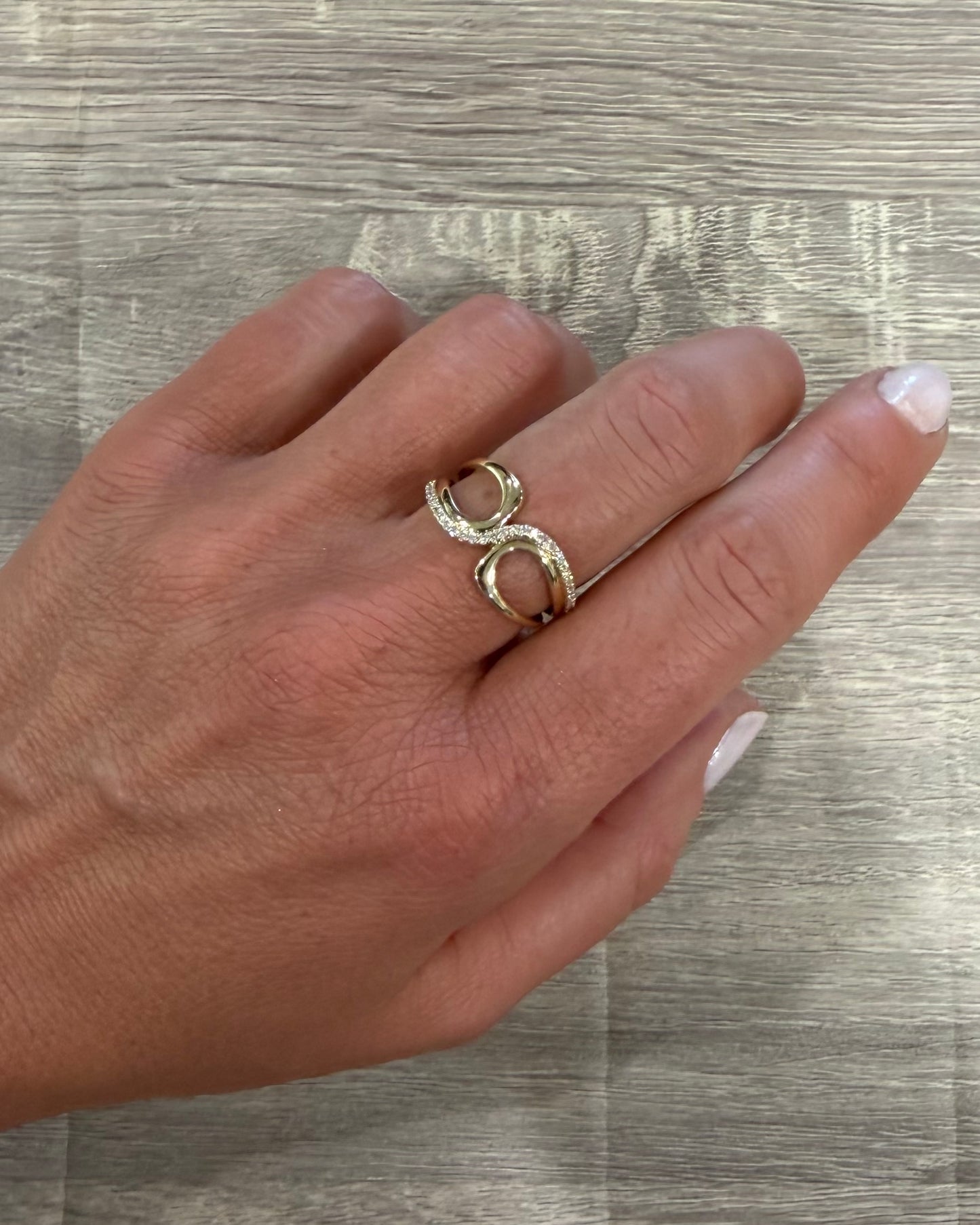 .16 cttw natural pave diamond crossover wave ring