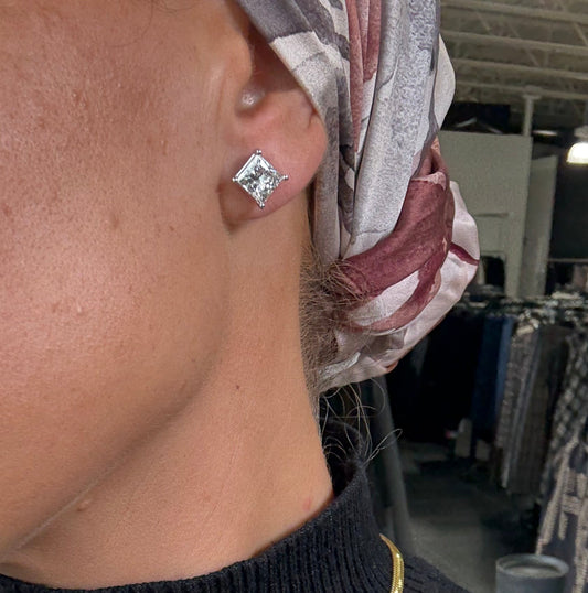 4 cttw Princess Cut Studs