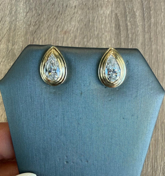 2 cttw triple bezel pear studs