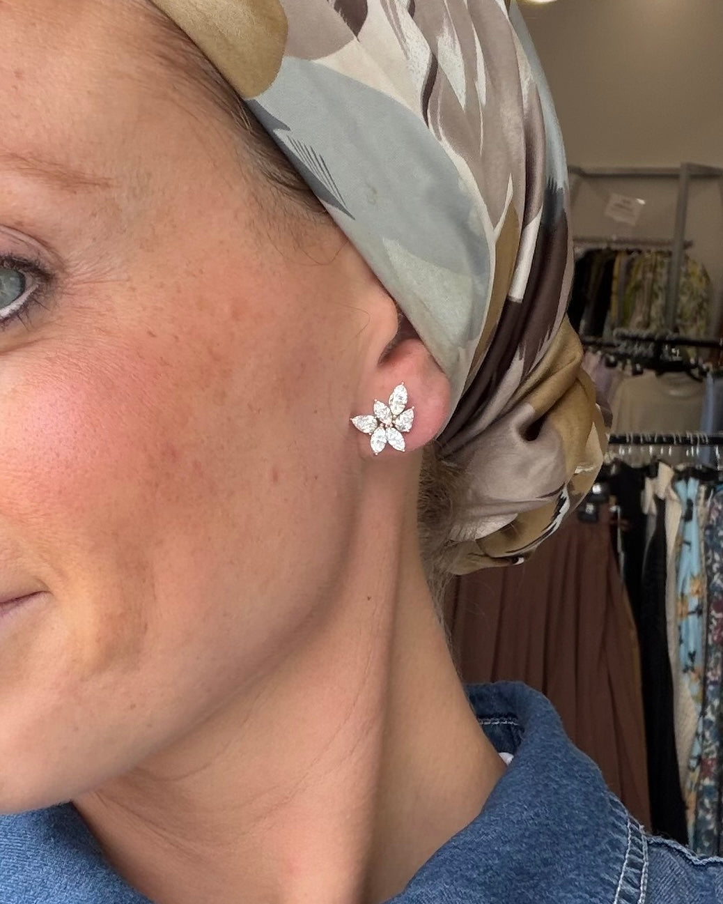 3 cttw yellow gold cluster earrings
