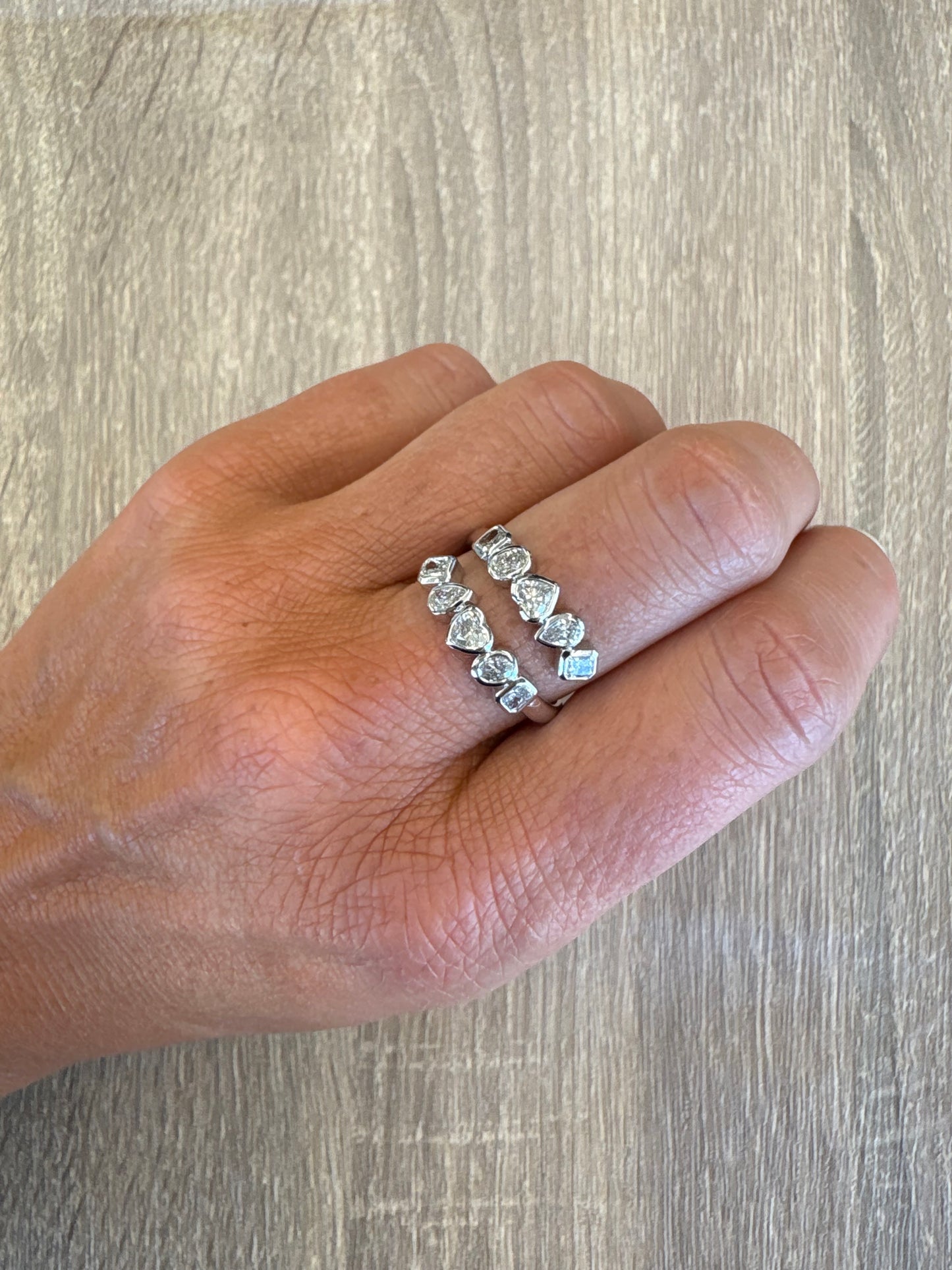 1.2 cttw white gold bezel multi shape wrap ring