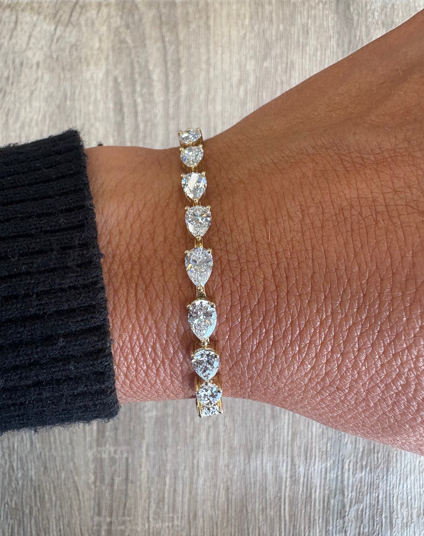 12.5 cttw east west pear yellow gold tennis bracelet