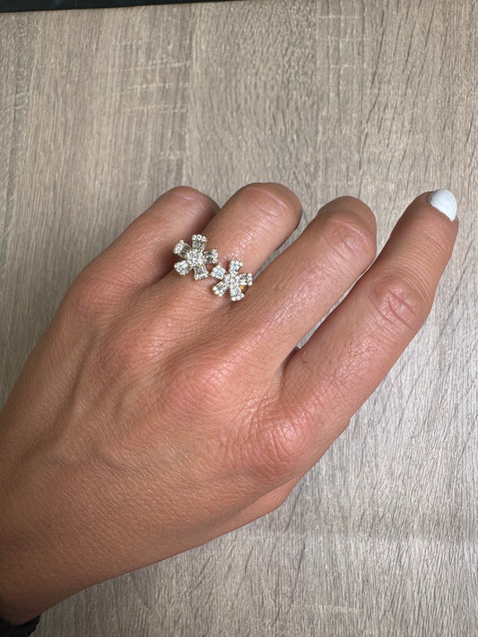 .34 cttw Yellow Gold Double Flower Ring