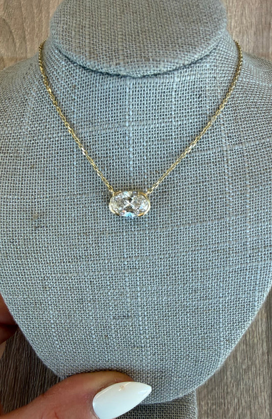 2 ct east west bezel oval necklace