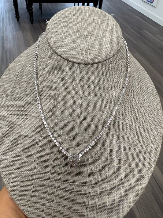 6 cttw Straight Tennis Necklace With Bezel Heart